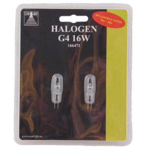 LYSPÆRE G4 HALOGEN 16W (20W)  KLAR 2-PK
