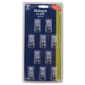 Lyspære g9 halogen 28w (40w) 10 pakning