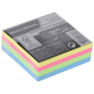 MEMO KLISTREMERKE NOTATER 75X75MM ASS FA