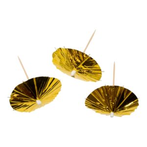 Umbrella picks gold 10-p