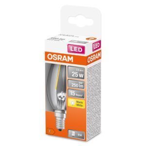 Osram led pære kron (25) e14 klar 827