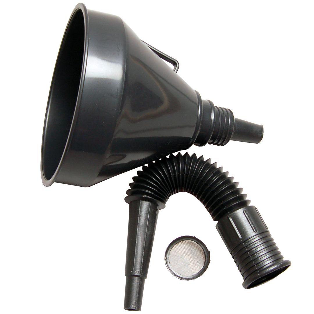 Trakt med sil og avtagbar fleksibel tut