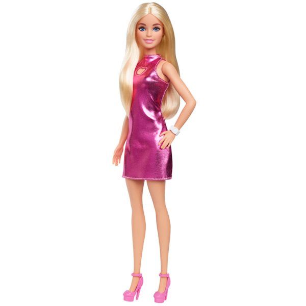 Barbie fashionista doll pink dress heart