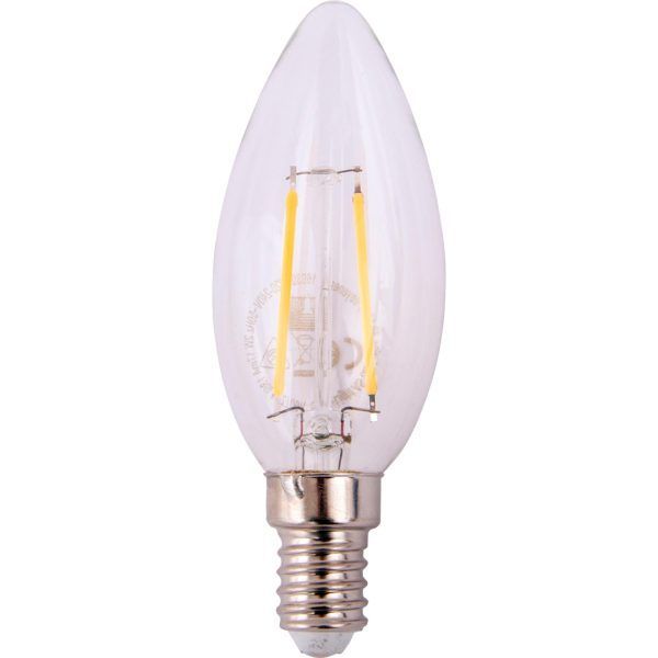 Filament ledpære mignon 2w klar e14