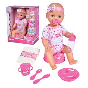 New born baby spise tisse dukke