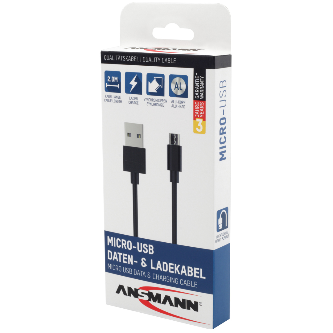 Ansmann kabel usb til micro usb 2m - Bilde 6