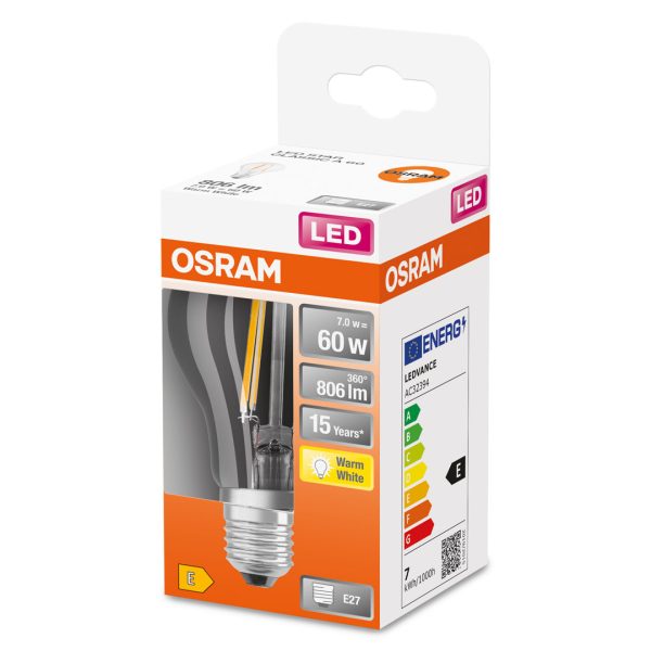 Osram led pære norm (60) e27 klar 827 - Bilde 2