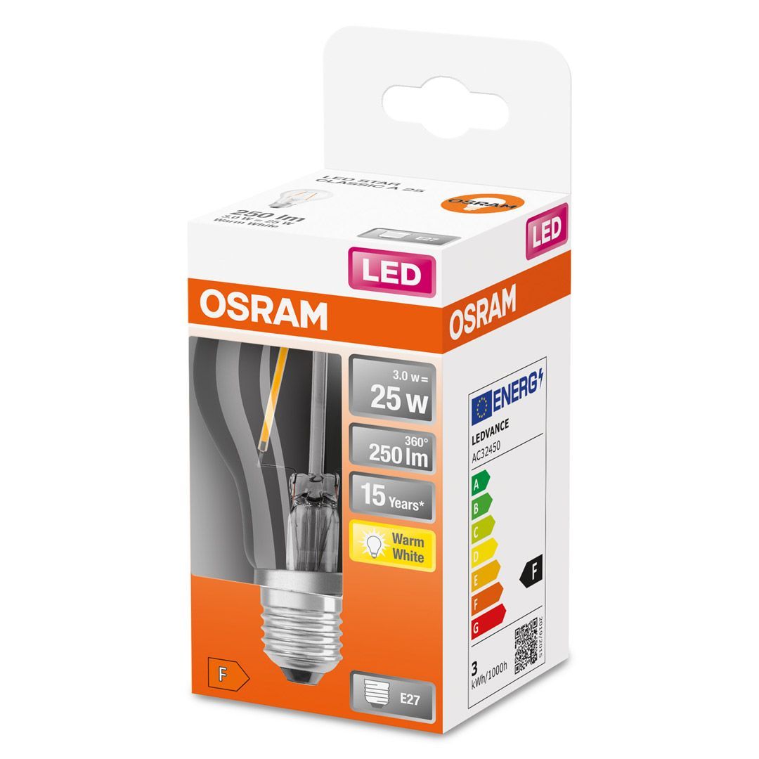 Osram led pære norm (25) e27 klar 827 - Bilde 2