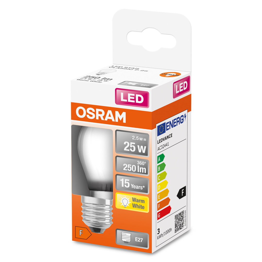 Osram led pære klot (25) e27 matt 827 - Bilde 2