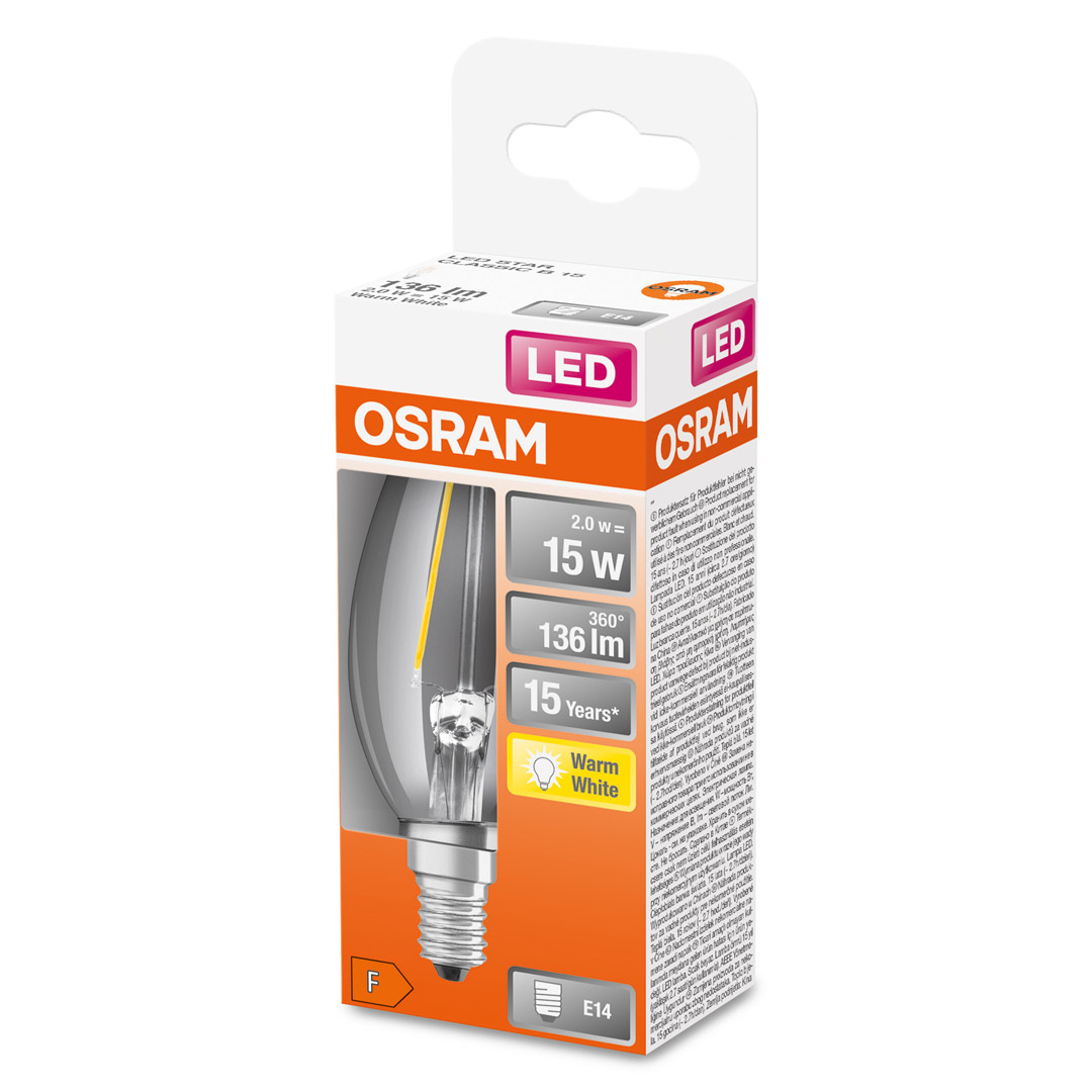 Osram led pære kron (15) e14 klar 827 - Bilde 2