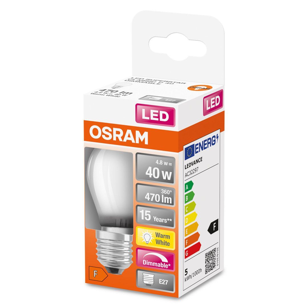 Osram led pære klot (40) e27 matt dim 82 - Bilde 2