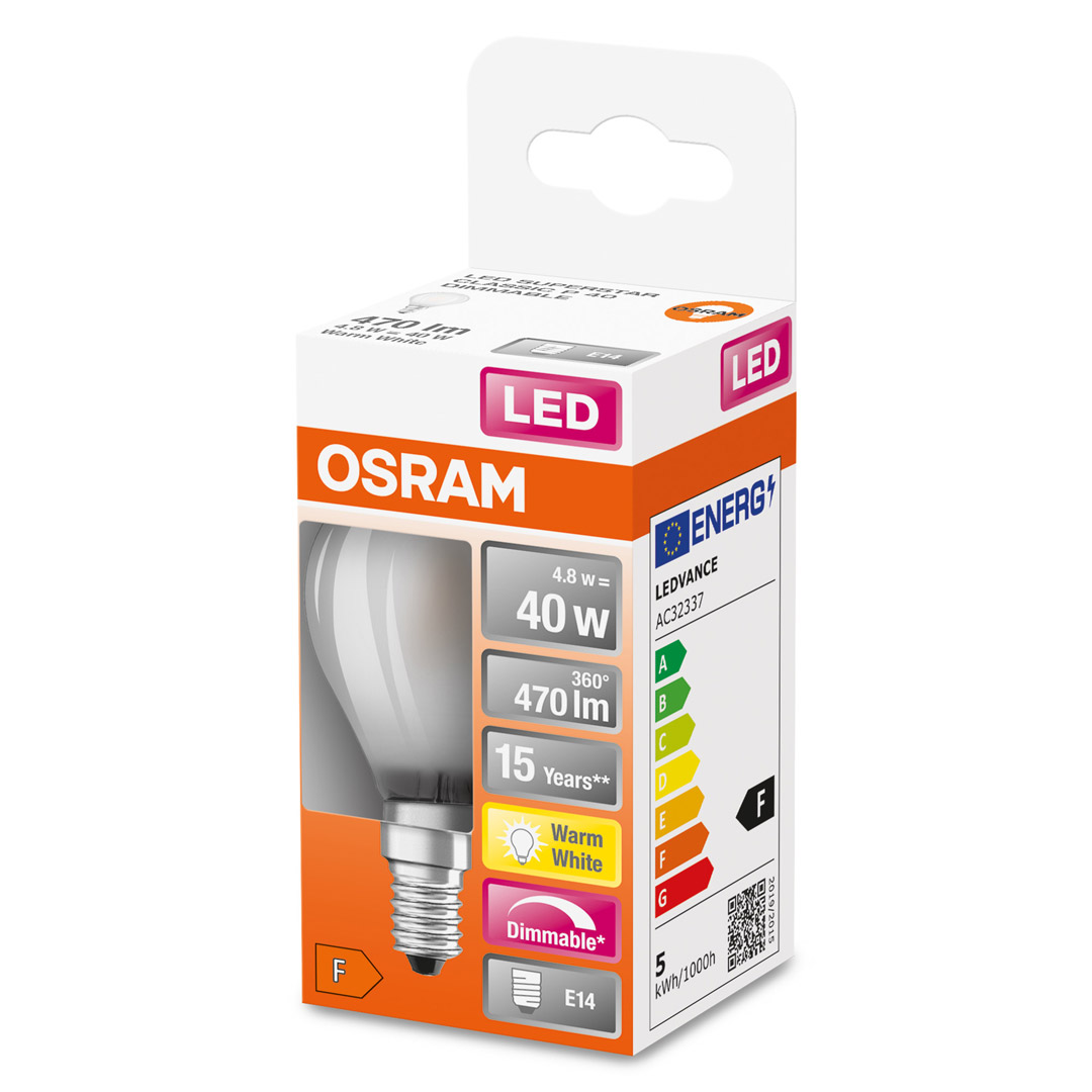 Osram led pære klot (40) e14 matt dim 82 - Bilde 2