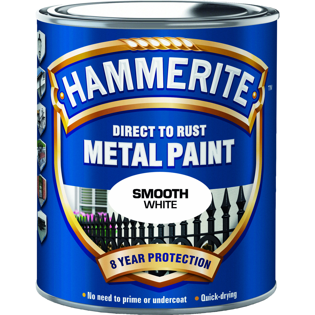 Hammerite glatt finish hvit 250 ml