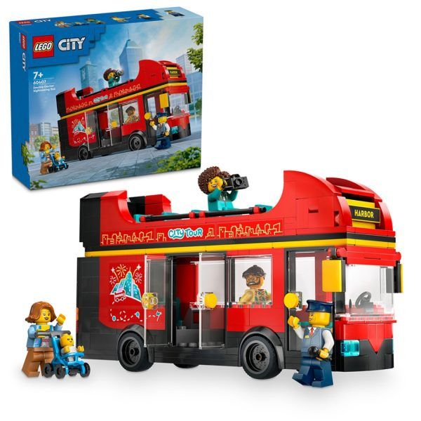 Lego rød dobbeltdekker-turistbuss