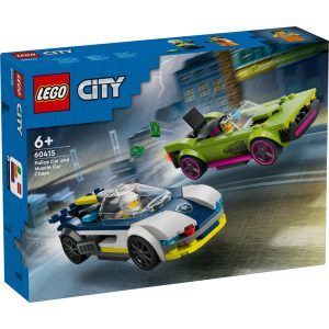 Lego politibil på muskelbil-jakt