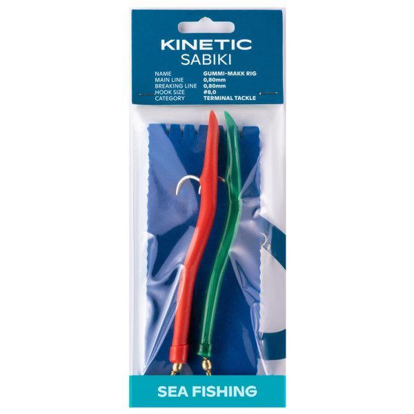 Kinetic sabiki gummi-makk #8/0 red/green