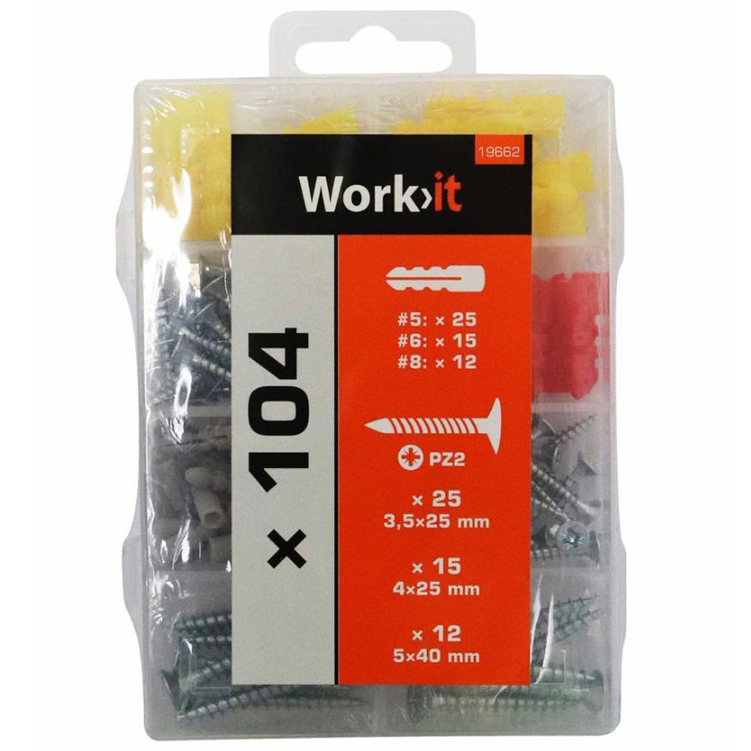 Work it skrue og pluggsortiment 104 stk. - Bilde 2
