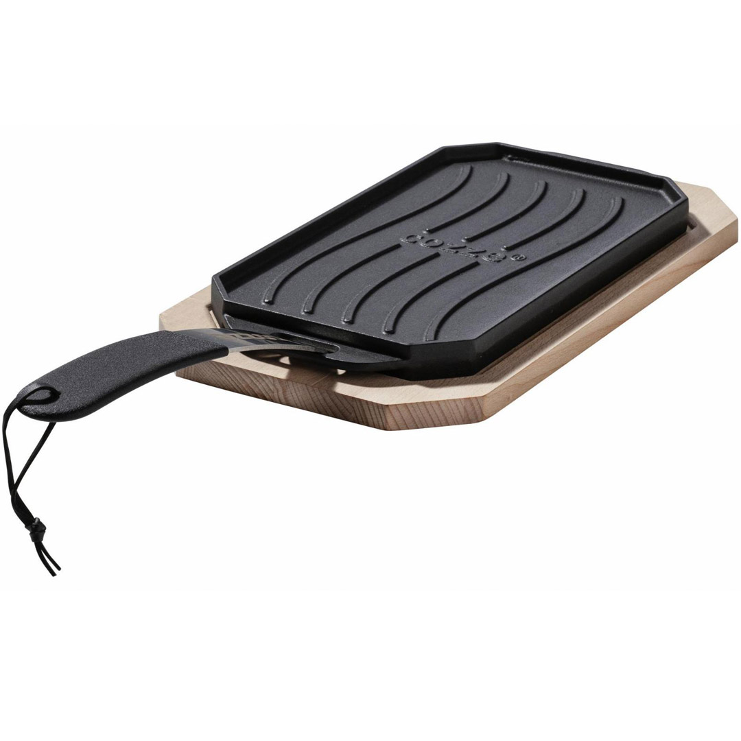 Cozze støpejernspanne med trebrett 15x30