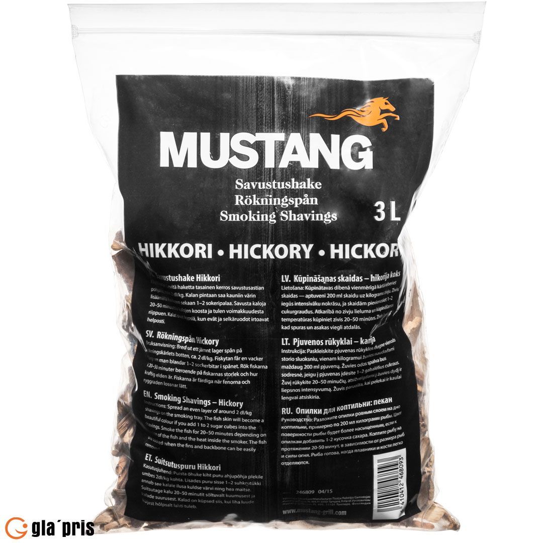 Mustang hickory røykflis 3 l