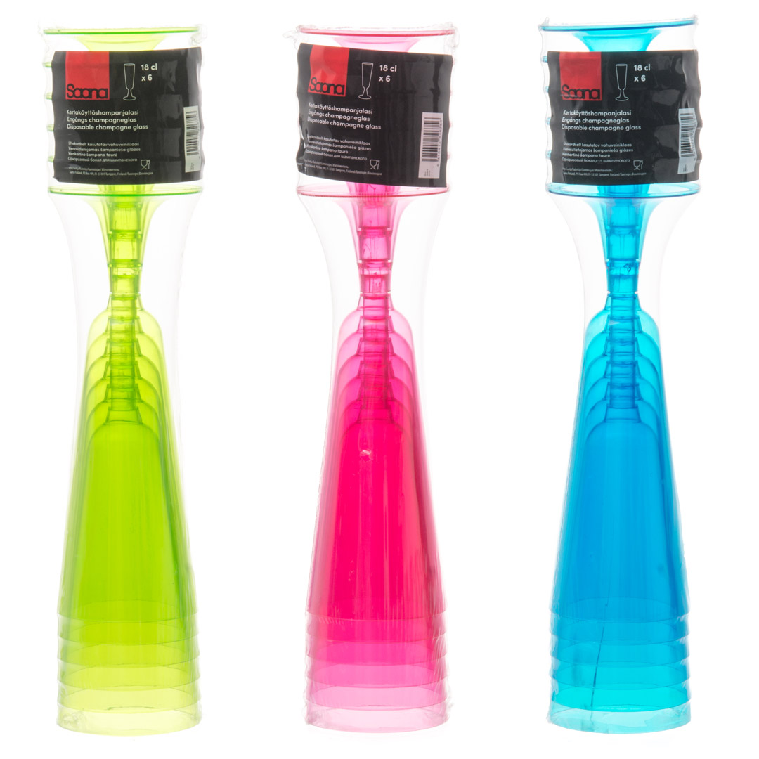 Saana engangs champagneglass 6 stk pr pa