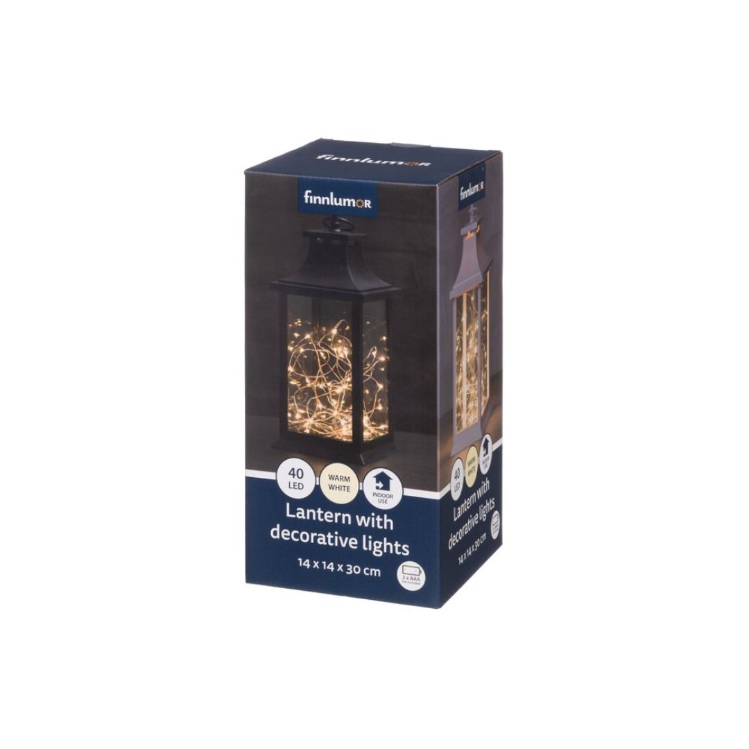 Finnlumor lanterne m/deco lys svart 40le - Bilde 5