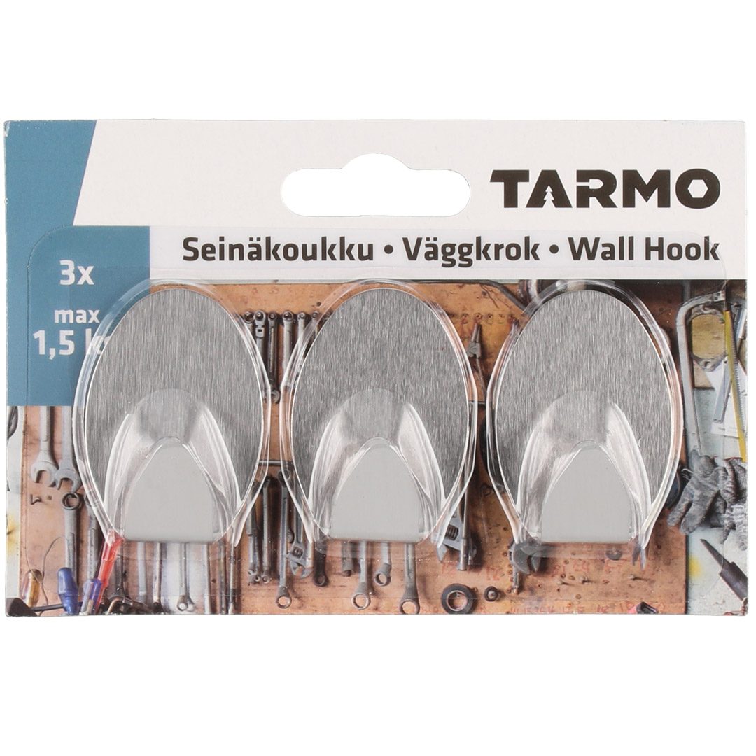 Tarmo knagg med tape stål oval 3 stk - Bilde 2