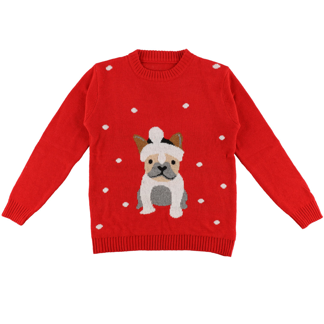 Winteria strikket genser julehund rød