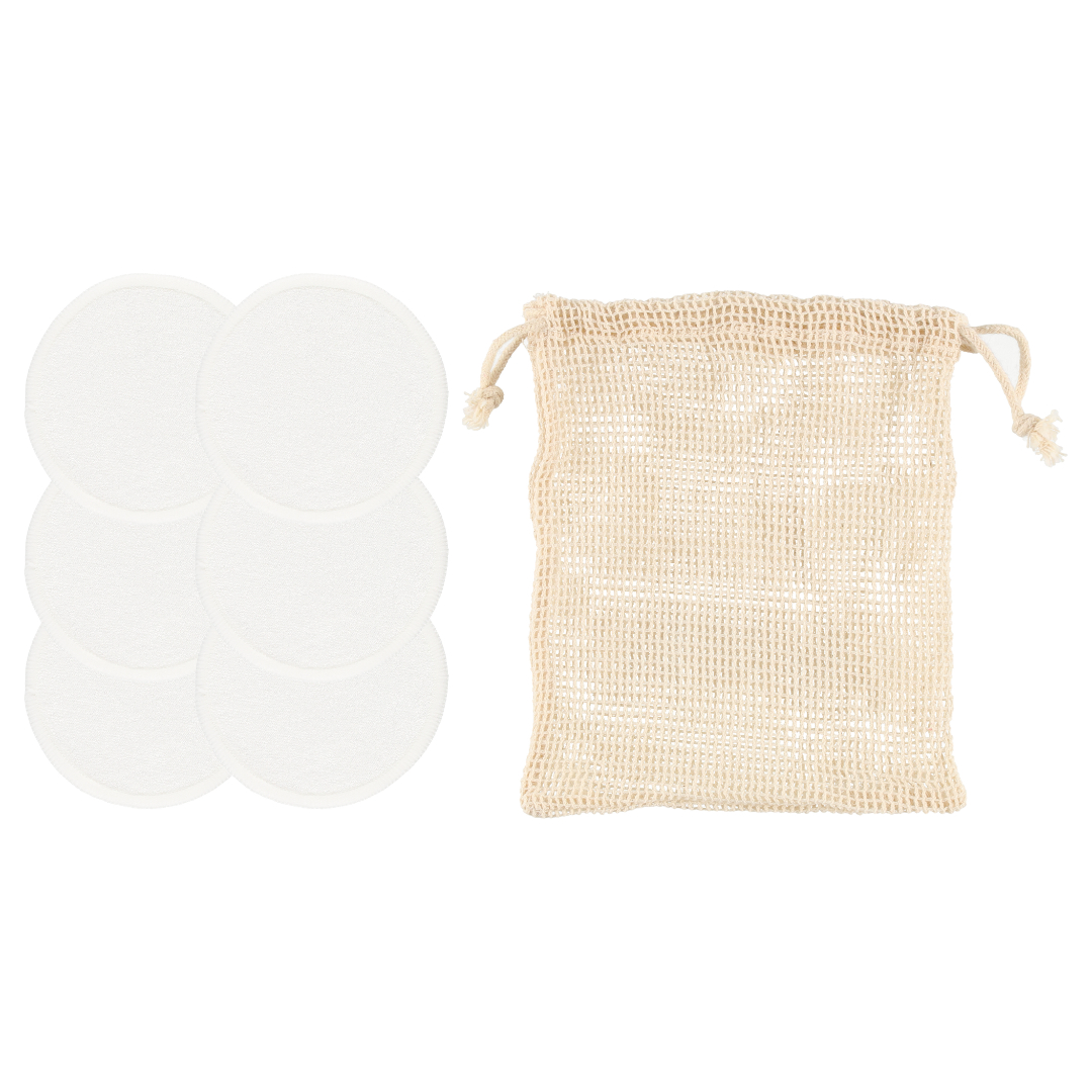 Mineas bambus ansiktsputer 6 stk hvit