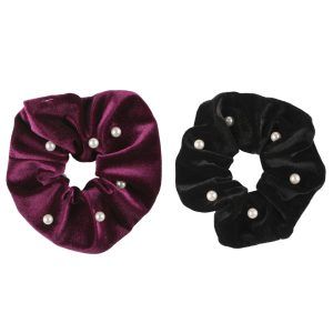Mineas scrunchies fløyel 2 stk med perle