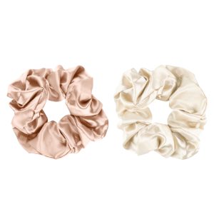 Mineas scrunchie sateng 2 stk krem, beig