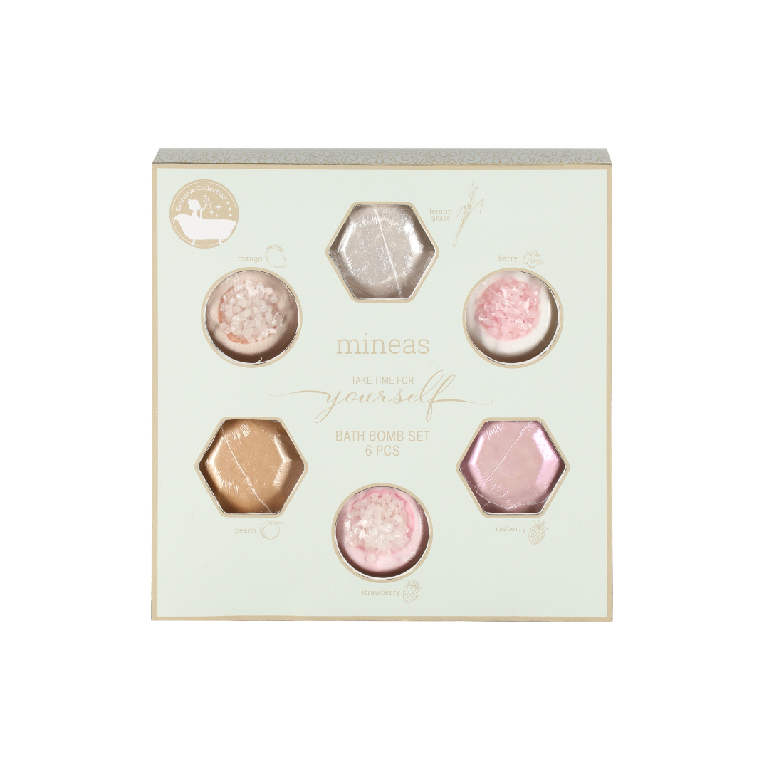 Mineas bath bombesett 6 stk krystall