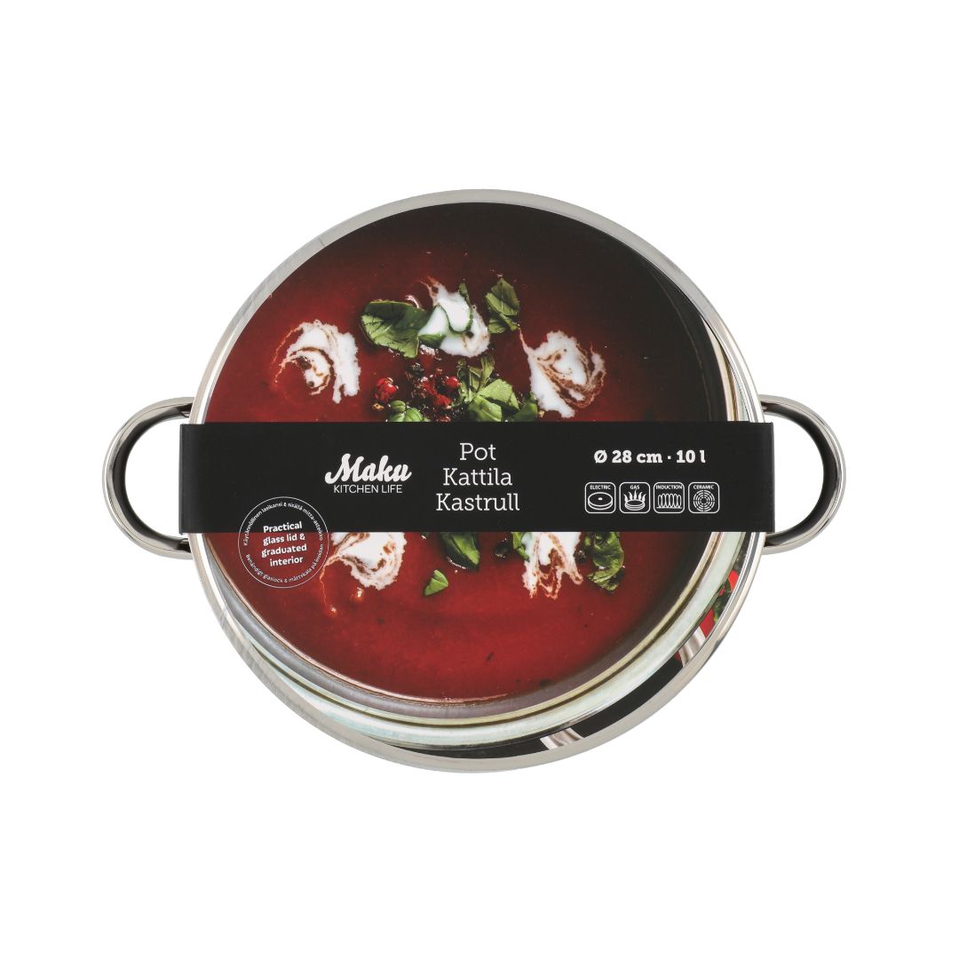 Maku basic gryte med glasslokk rustfritt - Bilde 2