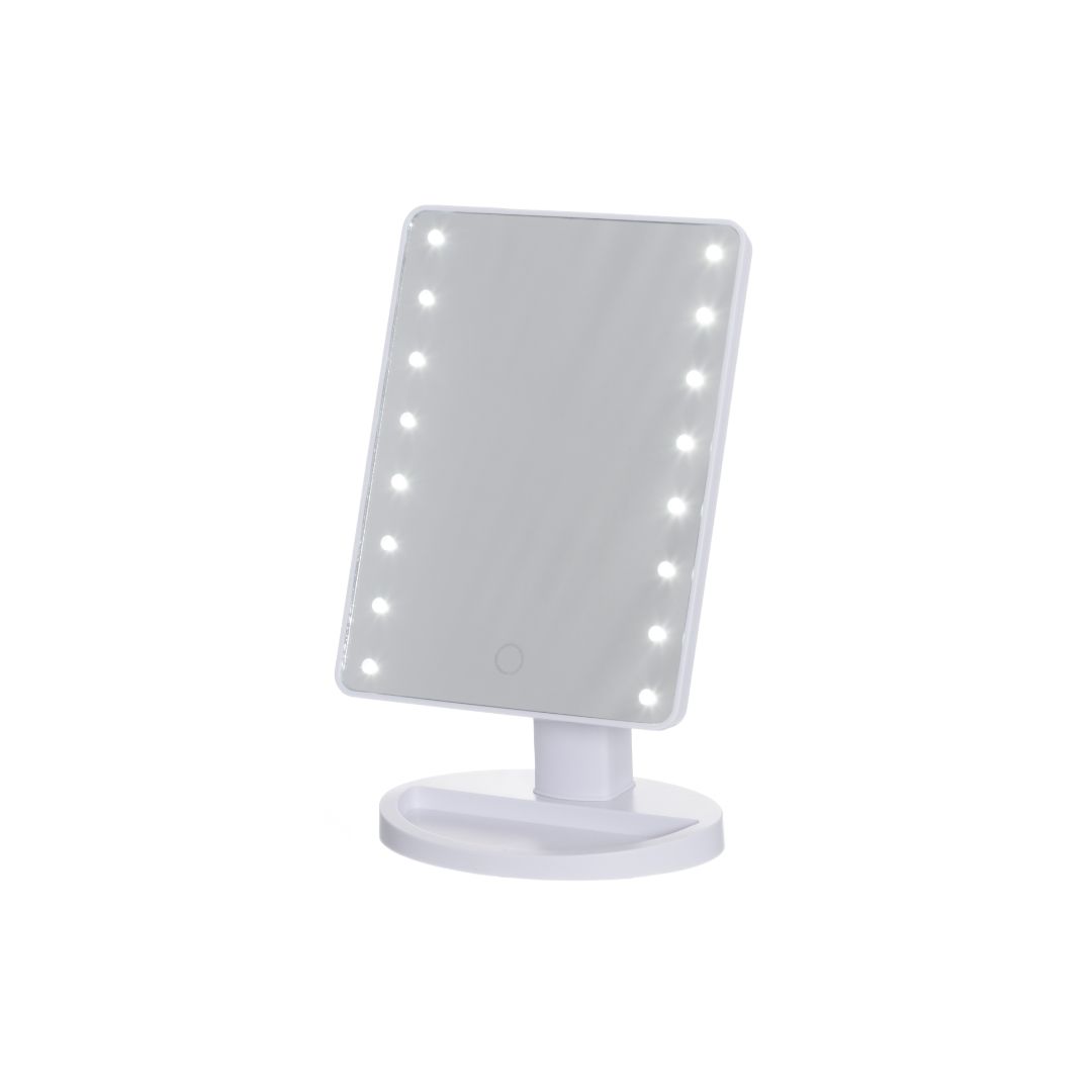 Mineas sminkespeil med led-lys hvit