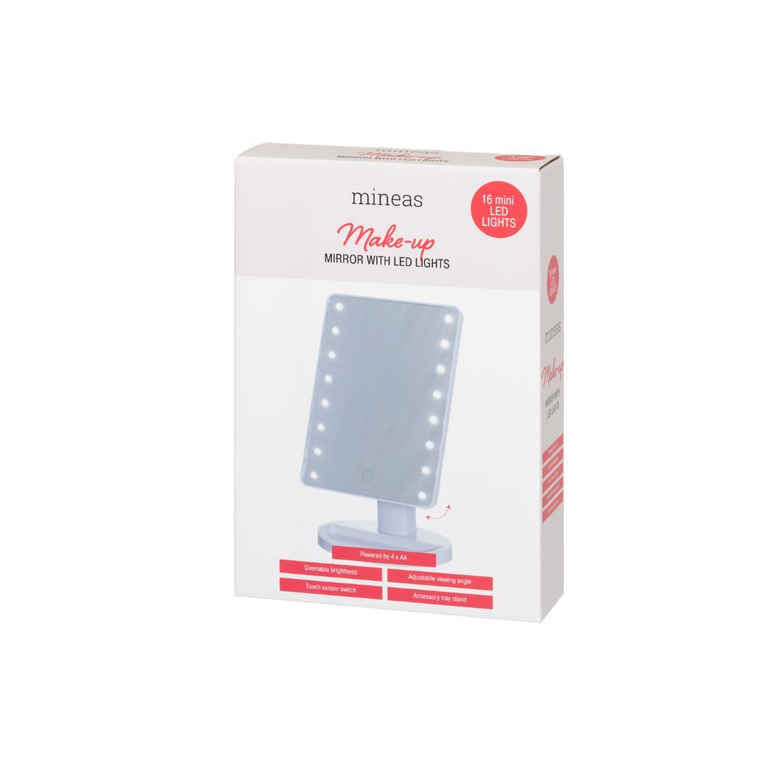 Mineas sminkespeil med led-lys hvit - Bilde 3