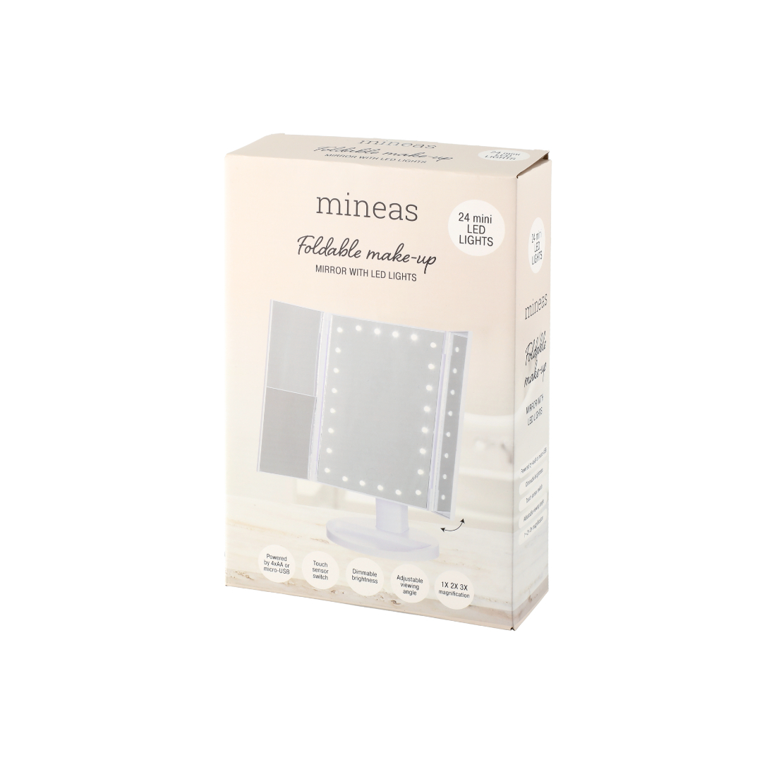 Mineas sminkespeil med led-lys hvit - Bilde 3
