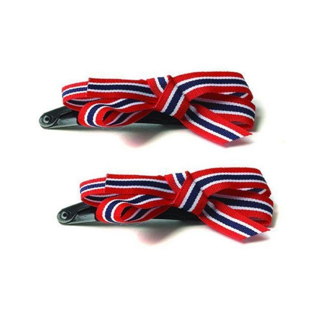 17 mai hårklemme med sløyfe rød/hvit/blå