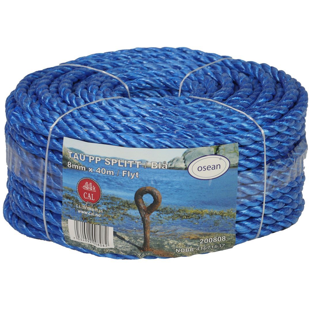 Flytetau pp splitt 8mm 40m blå