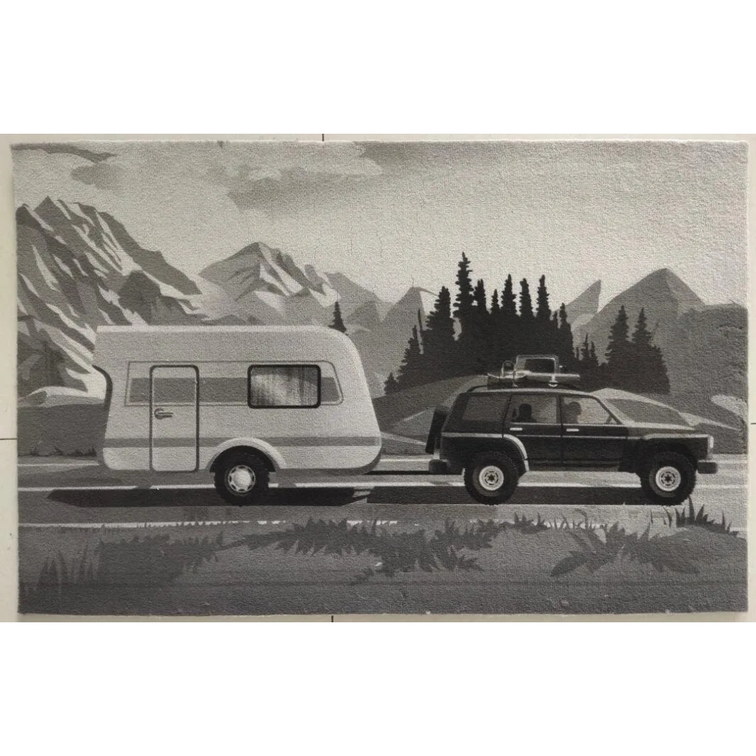 Dørmatte camping 45x70cm grå