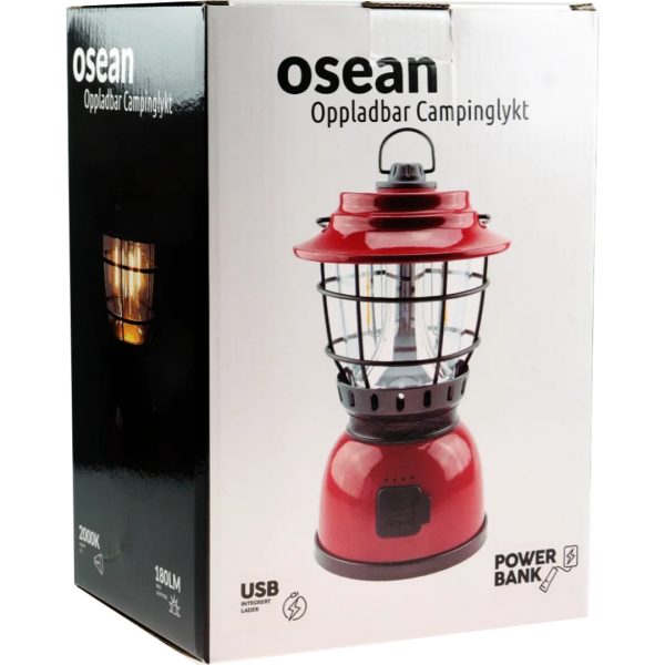 Osean oppladbar campinglykt rød/svart - Bilde 4