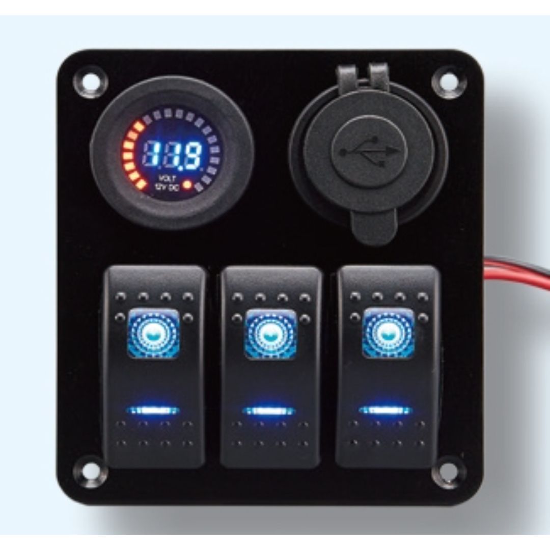 Bryterpanel med voltmeter & usb uttak