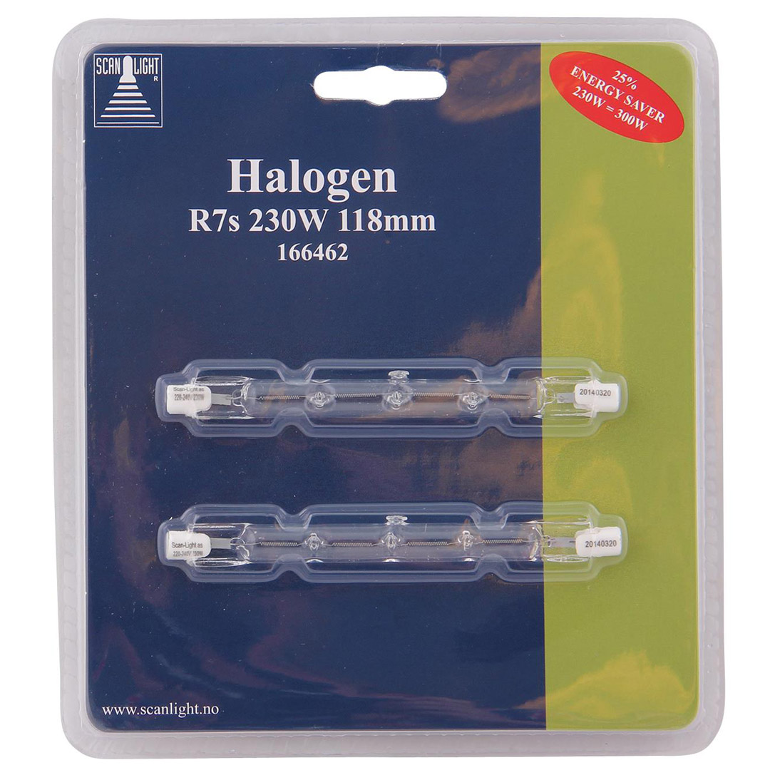 R7 halogenrør 118mm 230w c 2pk