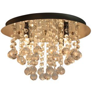 Neptun taklampe ø35cm krom og krystall