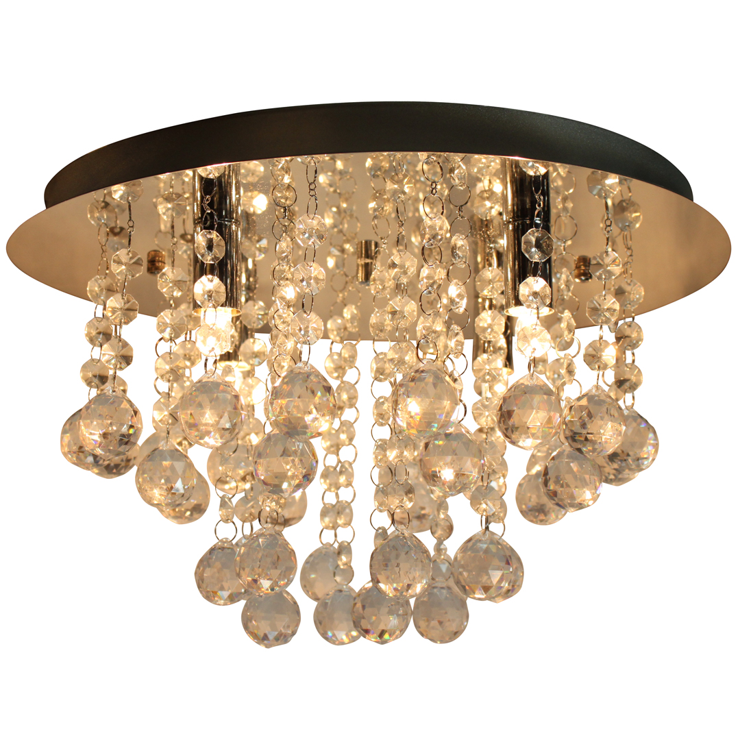 Neptun taklampe ø35cm krom og krystall