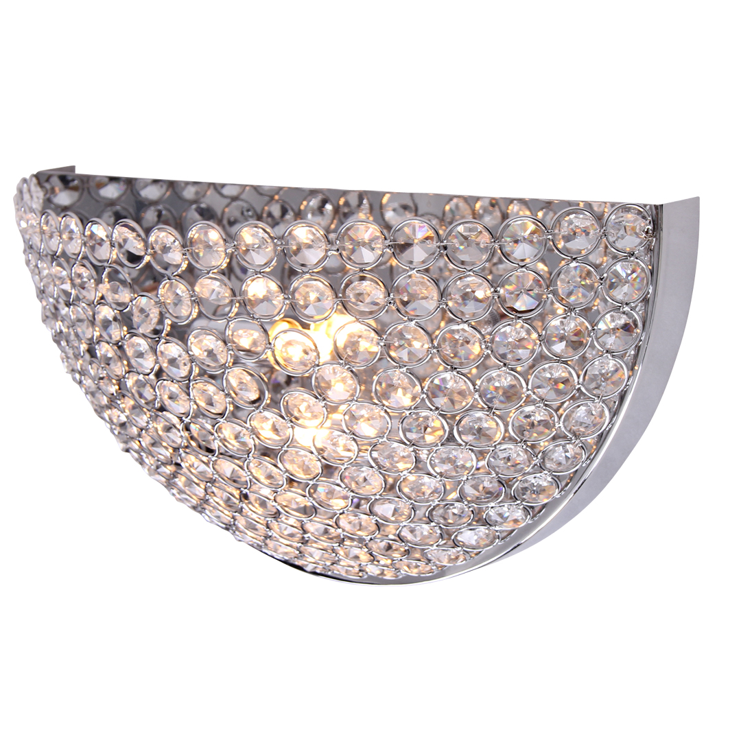 Cremona vegglampe 30cm krystall og krom