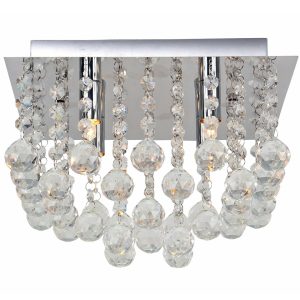 Merkur taklampe kvadrat krystall og krom