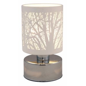 Microforest bordlampe krom og hvit skjer