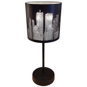 City bordlampe sort fot og sort metallsk