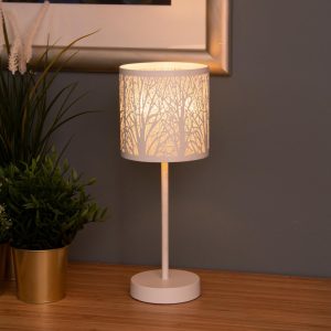 Forest bordlampe hvit med skjerm