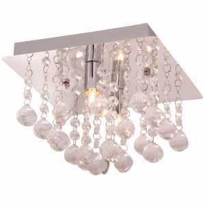 Hydra taklampe 22x22 cm krystall og krom