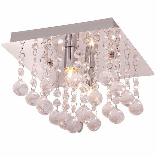 Hydra taklampe 22x22 cm krystall og krom